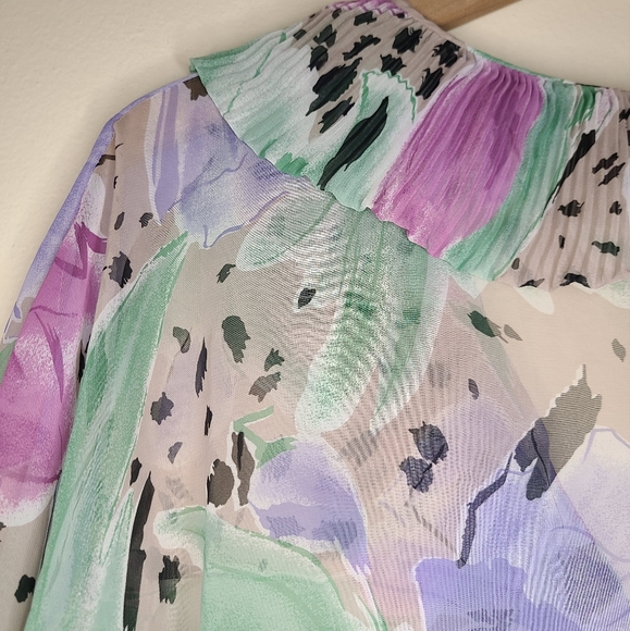 Rare Vintage Miss Dior lavender, sage, pink tulip floral lingerie Blouse - Picture 6 of 11